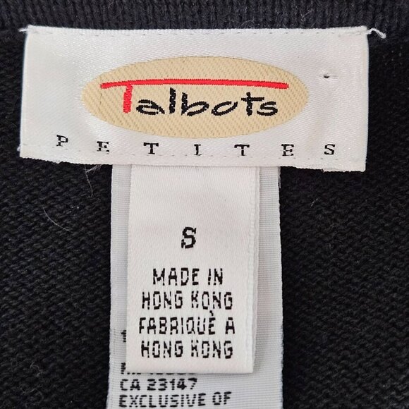 Talbots Petites Small Black Cardigan Beaded Embroidered Sandal Beach Vintage - Picture 11 of 14